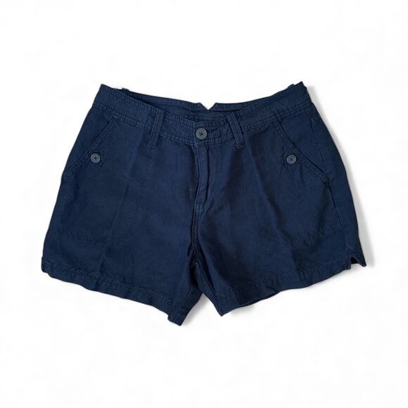 Calvin Klein Women’s Navy Blue Linen Shorts Size 2 - Picture 1 of 3